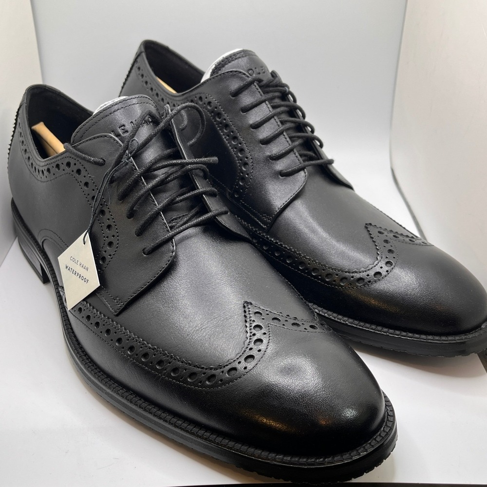Cole Haan ME Wing Oxford Mens Black Lace Up Leather Almond Toe Dress Shoes - 11